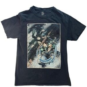 Demon Slayer Mugen Train Movie Graphic T-Shirt Black Small Tanjiro Enmu‎ Anime